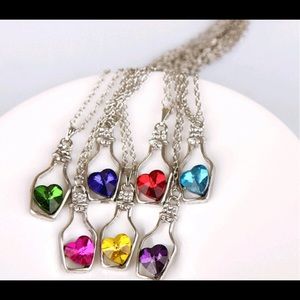 Wish Bottle Heart ❤️ Pendant Necklace